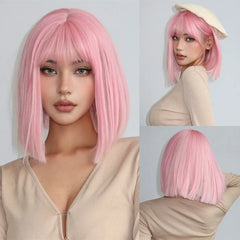 Platinum Blonde Short Bob Wig with Bangs - Pure Hair Gaze