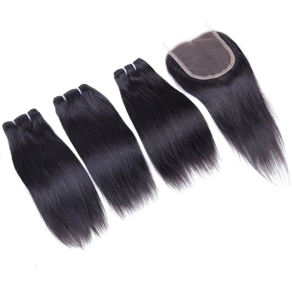 Short Straight Ombre Hair 3 Bundles with Closure