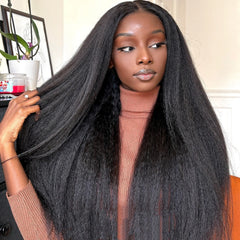 Yaki Kinky Straight Human Hair Wigs Glueless Wig 100% Human Hair - Pure Hair Gaze