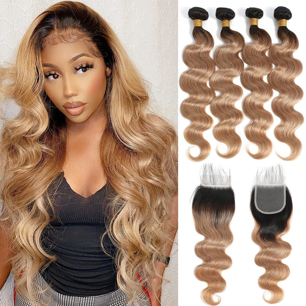 Body Wave Human Hair Bundles With Closure