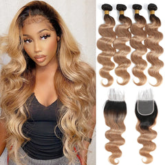 Body Wave Human Hair Bundles With Closure - Pure Hair Gaze