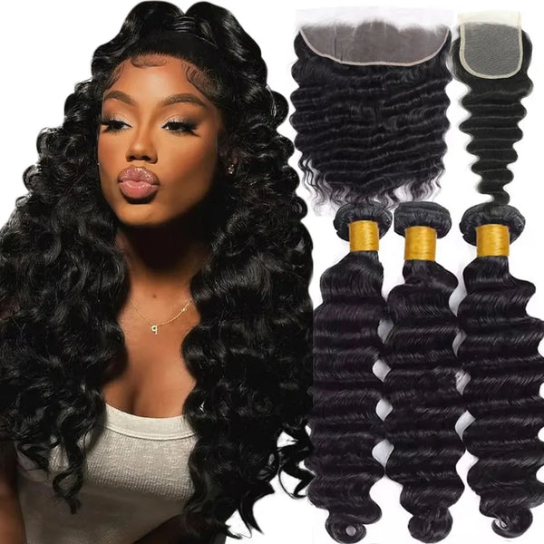 Loose Deep Wave Human Hair Bundles With Closure