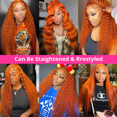 HD Transparent Lace Front Human Hair Ginger Wig - Pure Hair Gaze