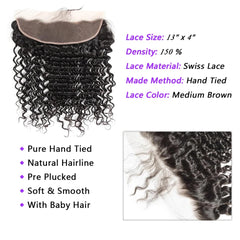 4x4 Closure Deep Wave Human Hair Extensions - Pure Hair Gaze