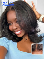 Hair Yaki Straight Bob 7x5 Bye Bye Knots Lace Closure Wig 13x4 Lace Frontal Pre-Bleached Natural Looking Glueless Wig - Pure Hair Gaze