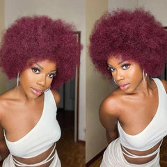 Afro Kinky Curly Burgundy Wig - Pure Hair Gaze