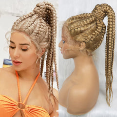 Blonde Synthetic Baby Hair Ponytail Braided Wig - Pure Hair Gaze