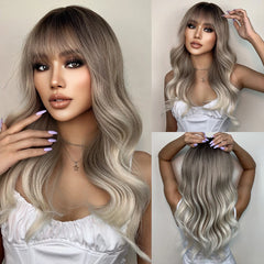 Heat Resistant Ash Blonde Wavy Wig - Pure Hair Gaze