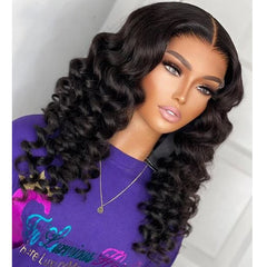 Natural Black Deep Wave Curly Lace Front Wig - Pure Hair Gaze