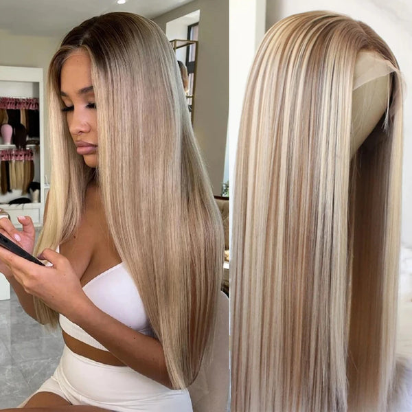 Middle T-Part Lace Ash Blonde Wig