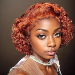 Ginger Pixie Cut Wigs Human Hair Short Curly Lace Front - Pure Hair Gaze