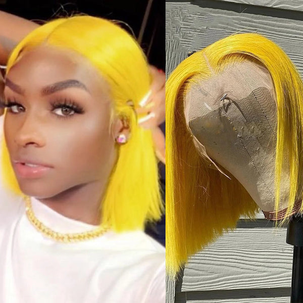 Middle Part  Natural Hairline Yellow Wig