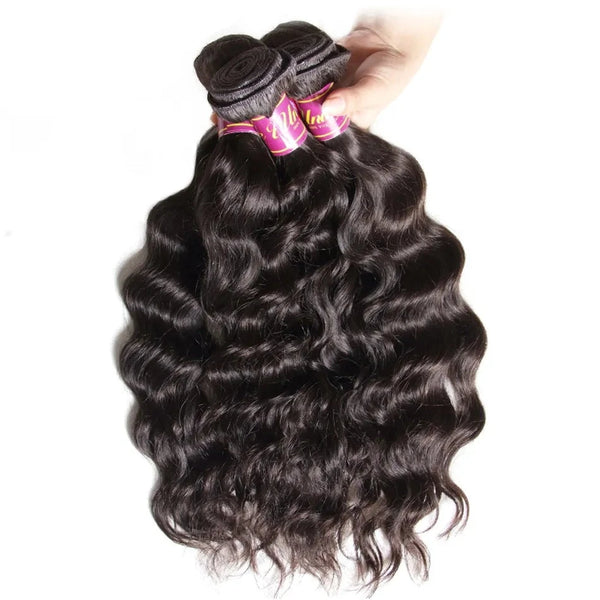 Natural Wave Bundles - Peruvian Hair Bundles - 100% Human Hair - Natural Color