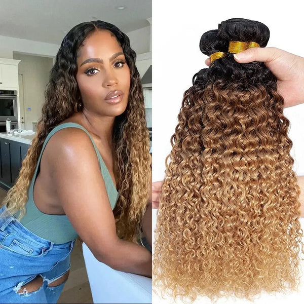 Blonde Colored Curly Human Hair Bundles