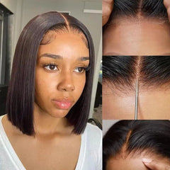 Put on and Go Glueless Wig Human Hair Pre Plucked Pre Cut Lace Bleached Knots Straight Short Bob Wigs Human Hair For Black Women - Pure Hair Gaze