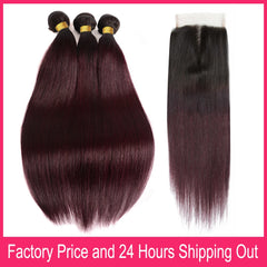 4x4 Lace Closure 100% Human Hair Ombre Hair Bundles - Pure Hair Gaze