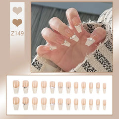 24pcs Reusable Press-On Fake Nails with Designs - Aurora Diamond Tips - Pure Hair Gaze