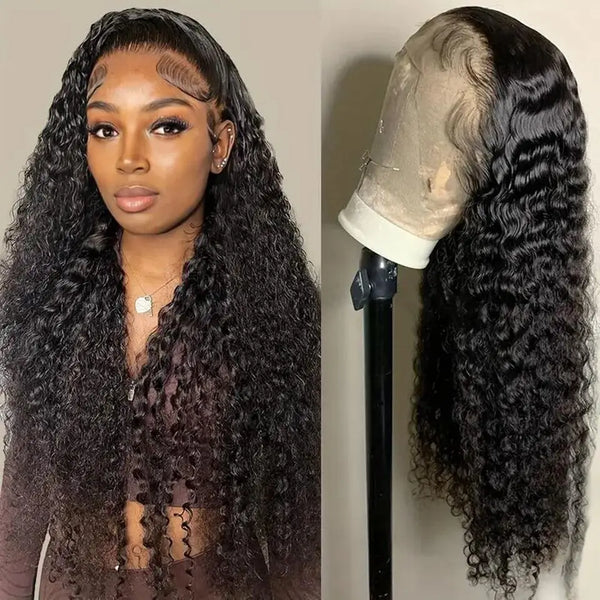 13x4 13x6 Frontal Human Hair Wigs Pre Plucked 30 Inches Deep Wave