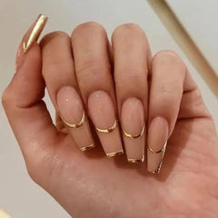 Pretty Nails 24Pcs Long Coffin False Nails with Glue Wearable Brown Fake Nails with   Rhinestones Ballet Press on Nails Full Cover Nail Tips - Pure Hair Gaze