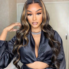 Ombre 4/27 Highlight Body Wave 13x4 Lace Front Human Hair Wigs - Pure Hair Gaze