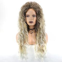 Brown Roots Natural Synthetic Ash Blonde Wig - Pure Hair Gaze