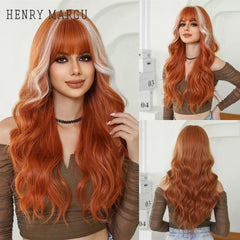 Ash Blonde Synthetic Long Wavy Wig with Bangs - Pure Hair Gaze