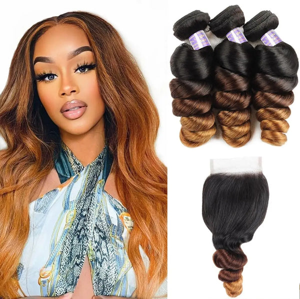 Loose Wave Human Hair Bundles With Closure