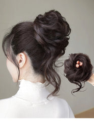 Human Hair -  Chignon - Messy Curly Hair Bun Band Elastic Scrunchy - Pure Hair Gaze