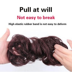 Human Hair -  Chignon - Messy Curly Hair Bun Band Elastic Scrunchy - Pure Hair Gaze