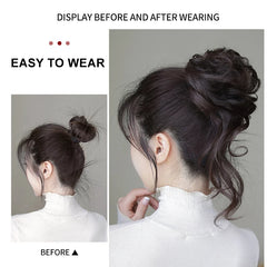 Human Hair -  Chignon - Messy Curly Hair Bun Band Elastic Scrunchy - Pure Hair Gaze