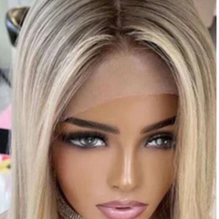 Highlight 13X4 Transparent Lace Human Hair Front Wigs Frontal Straight Ash Blonde - Pure Hair Gaze