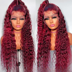 Burgundy Wigs - 99J Colored - Lace Front - Human Hair - Deep Wave - Pure Hair Gaze