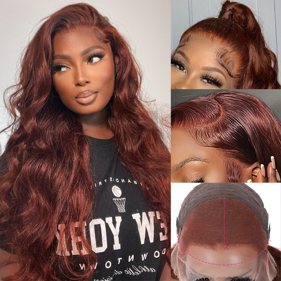 Rich Brown Wigs - Reddish Brown - Body Wave - Human Hair - Pure Hair Gaze