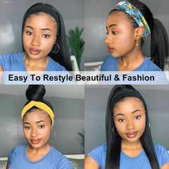 Natural Wavy Headband Scarf Wig - Glueless Human Hair for Easy Styling - Pure Hair Gaze