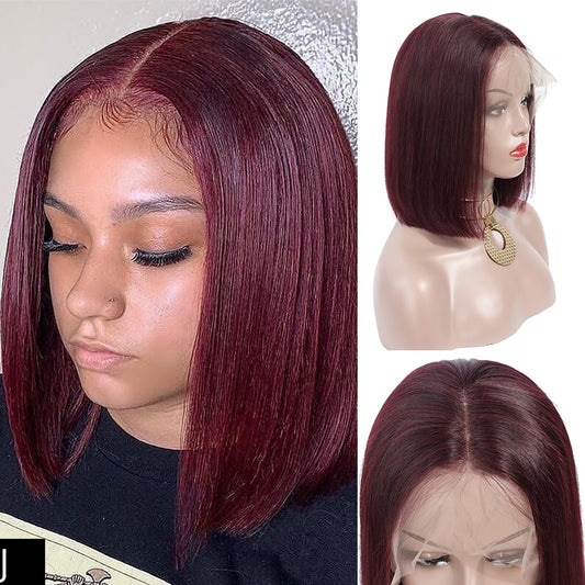Sleek Brazilian Short Bob Lace Front Wig - Pre-Colored, Glueless Human Hair - Pure Hair Gaze