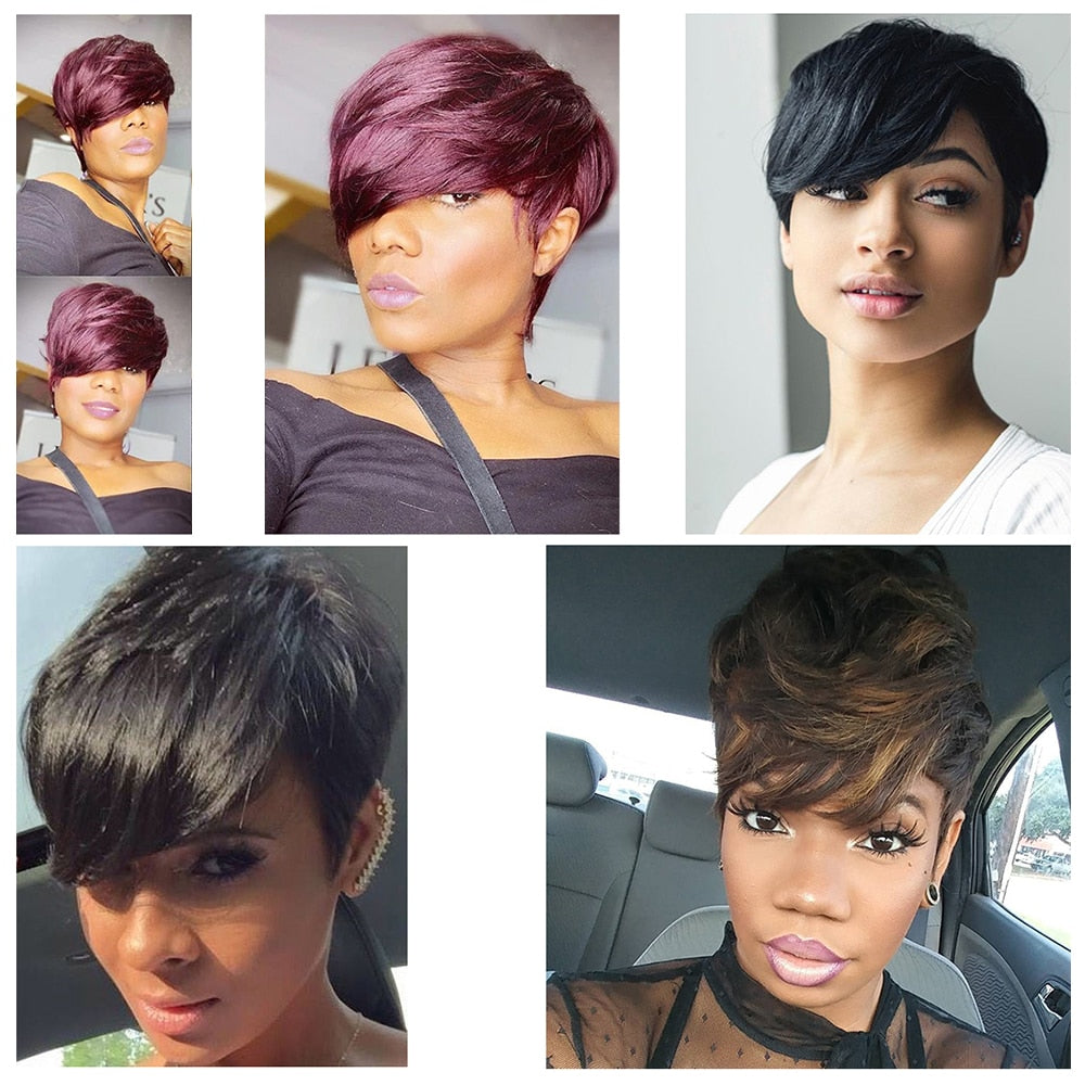 Short human on sale hair wig hairstyles