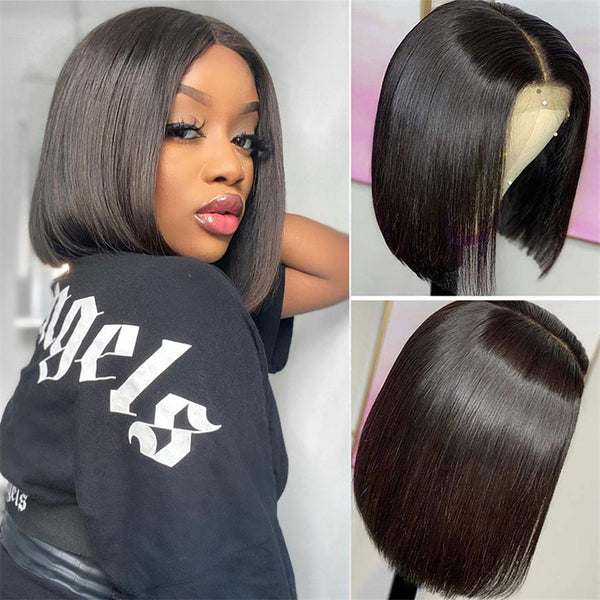 Bob Wig Lace Front  -Glueless Human Hair Wigs Pre Plucked