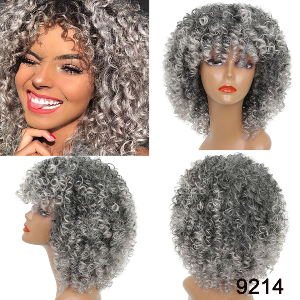 Natural Elegance: Afro Kinky Curly 12" Wig With Bangs - Effortless Omb ...