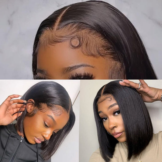 Chic T-Part Lace Straight Bob Wig - Glueless Human Hair for Easy Styling - Pure Hair Gaze