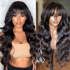 Body Wave Lace Front  Human Hair Wigs With Bangs Glueless - Pure Hair Gaze