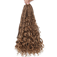 Boho Chic 14" Box Braids with Curly Ends - 6 Packs Crochet Synthetic Braiding Hair - Pure Hair Gaze