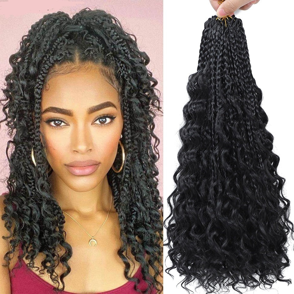Goddess Box Braids Crochet Hair With Curly Ends 14 Inch - Pure Hair Gaze