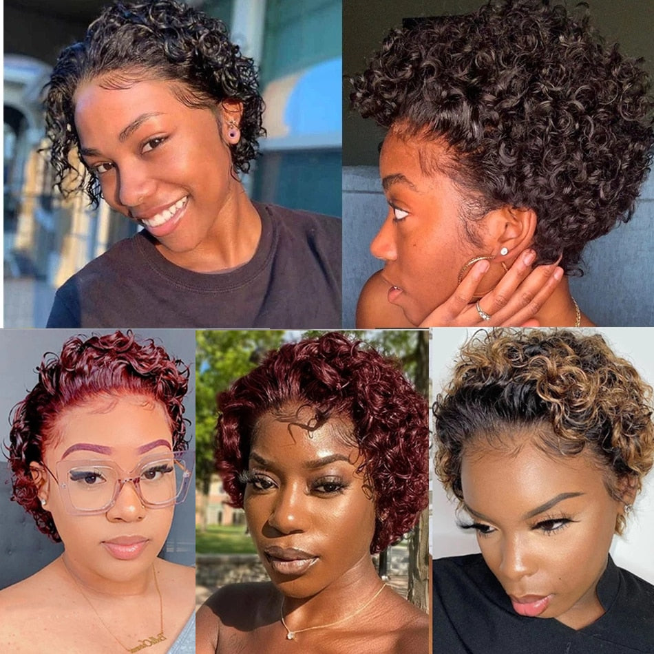 Chic Meets Classic: Pixie Cut Deep Wave Lace Front Human Hair Wigs – Transform Your Look! - Pure Hair Gaze