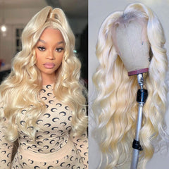 Honey Blonde Wigs - Highlight Wig Human Hair Honey Blonde Body Wave - Pure Hair Gaze