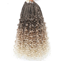 Boho Chic 14" Box Braids with Curly Ends - 6 Packs Crochet Synthetic Braiding Hair - Pure Hair Gaze