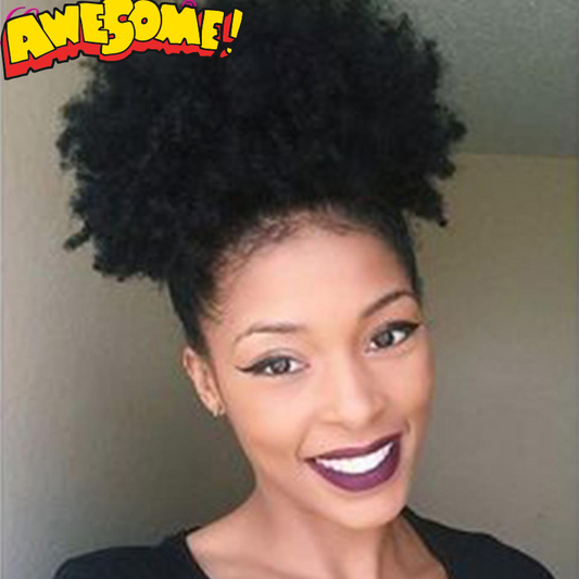 Clip-In African Puff Bun - Kinky Human Hair Extensions for Instant Volume - Pure Hair Gaze